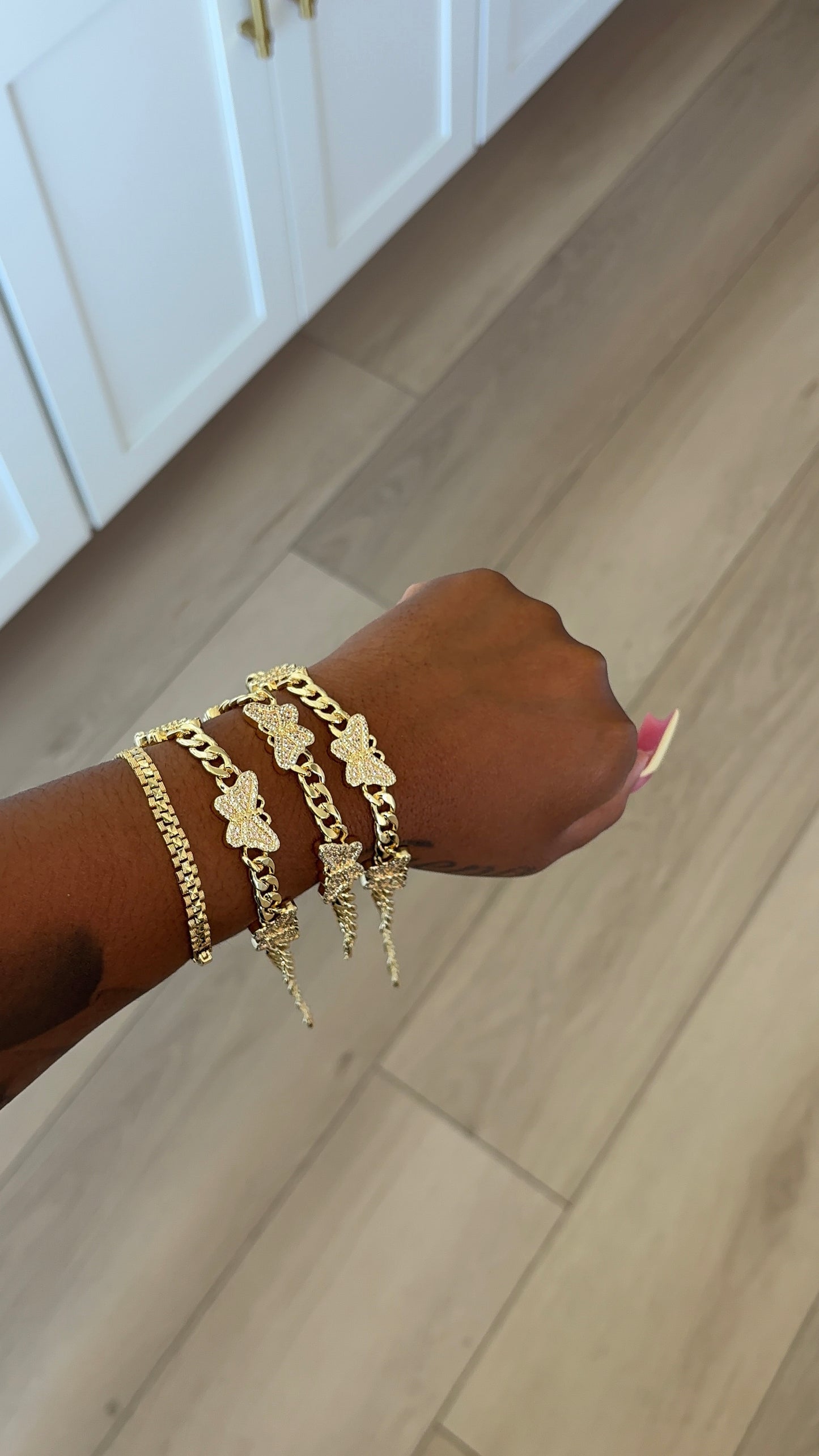 Pink Butterfly Link Bracelet