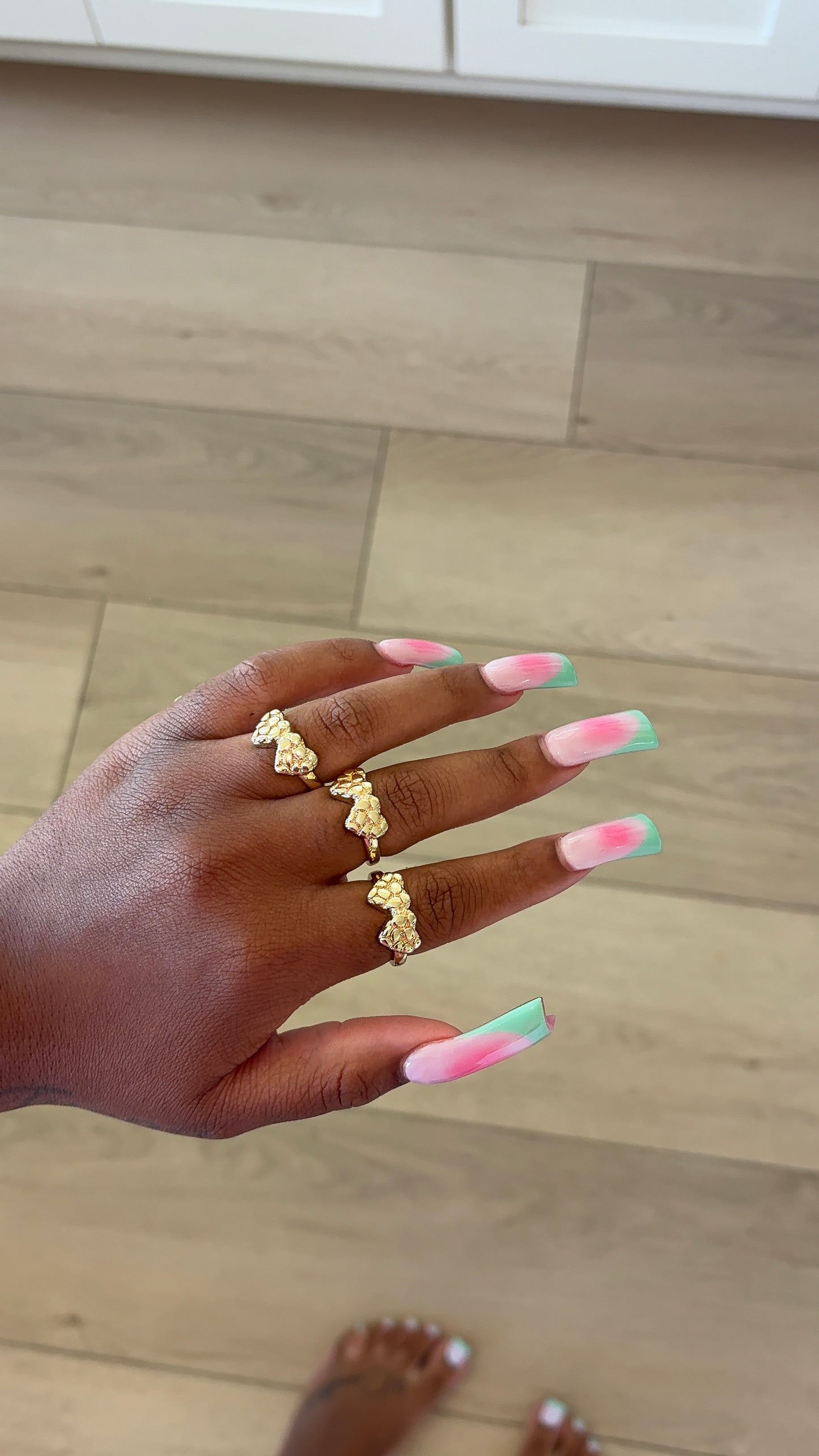 doublehrt nugget ring