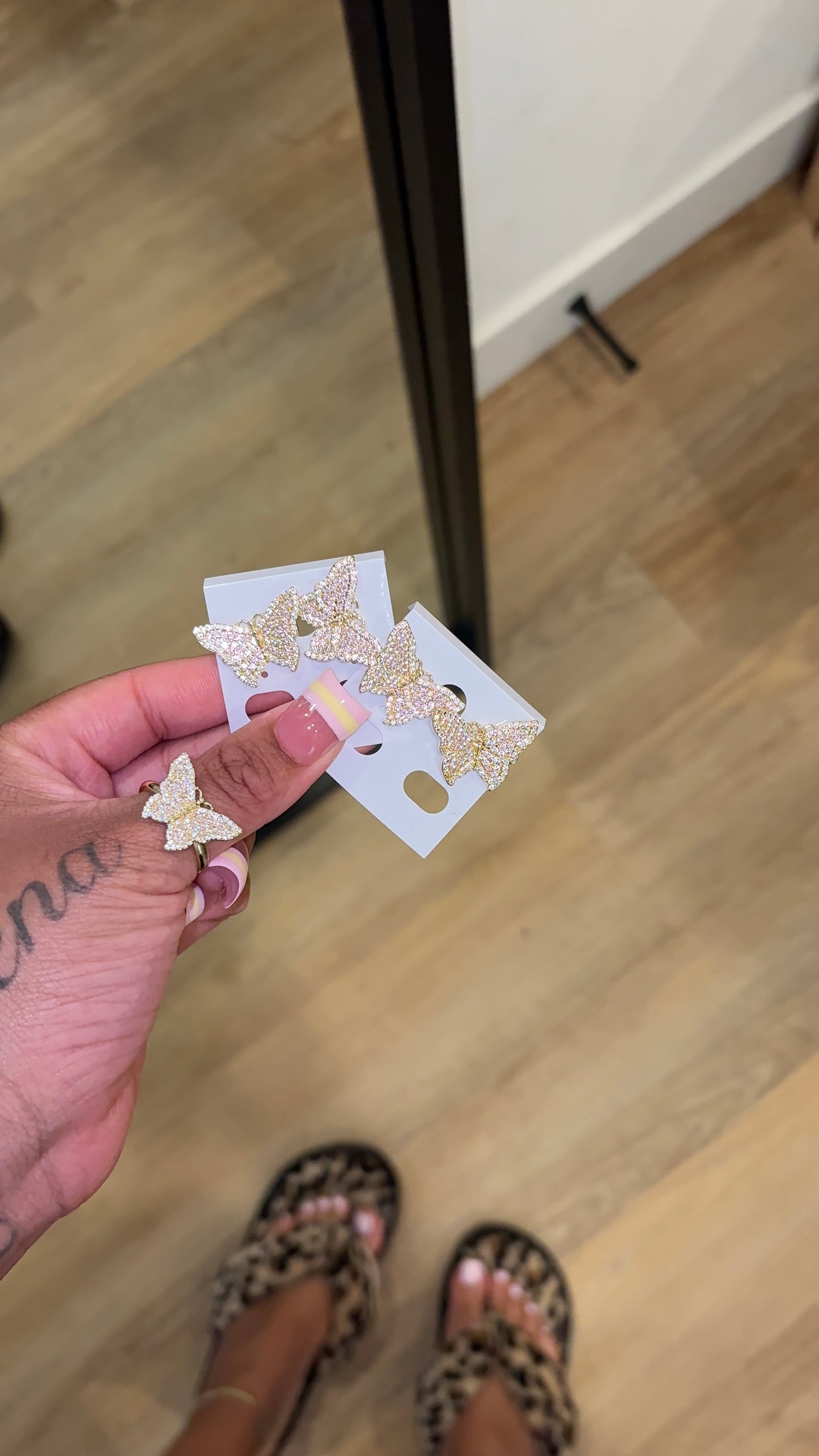 Pink Butterfly Studs