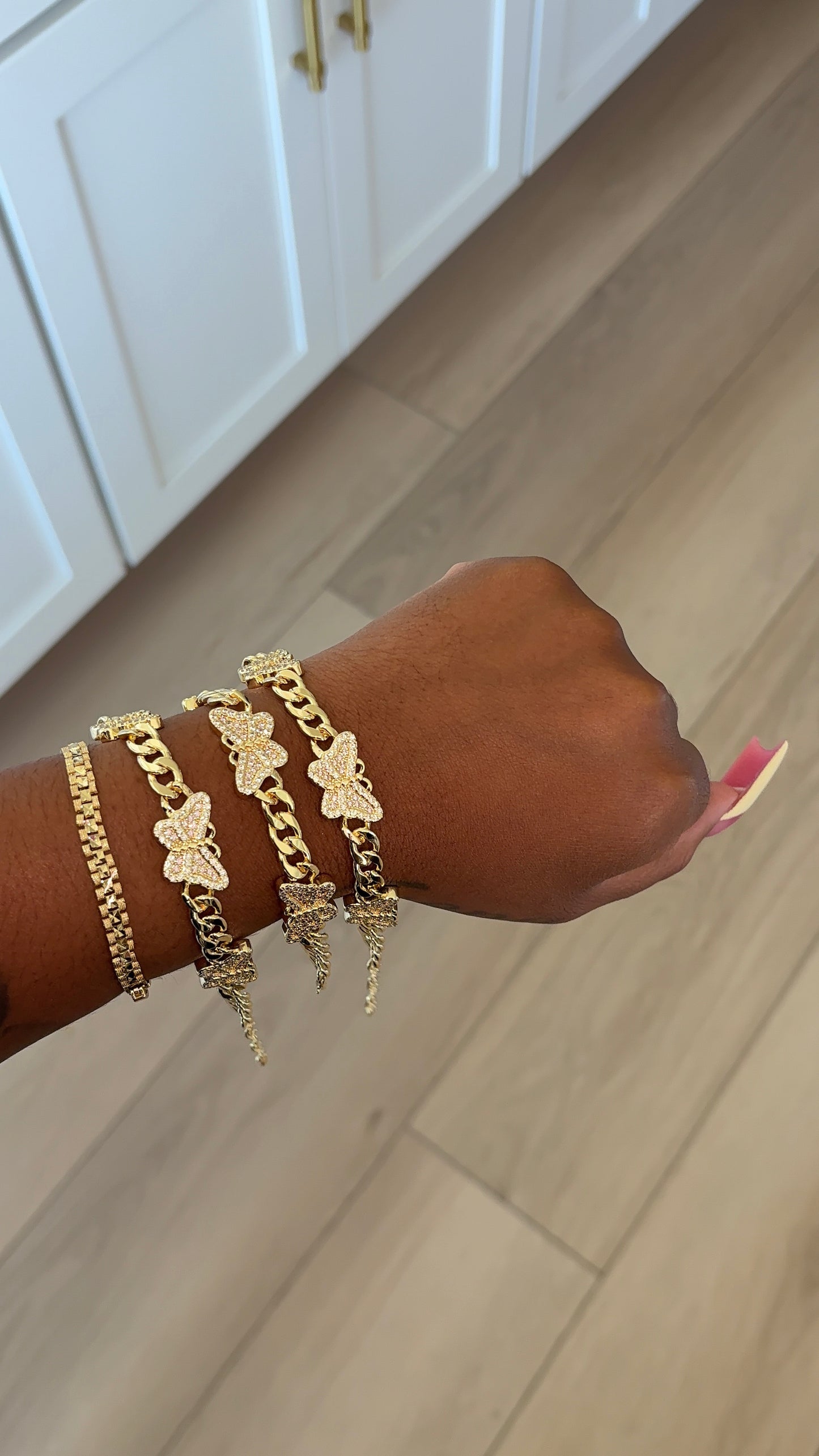 Pink Butterfly Link Bracelet