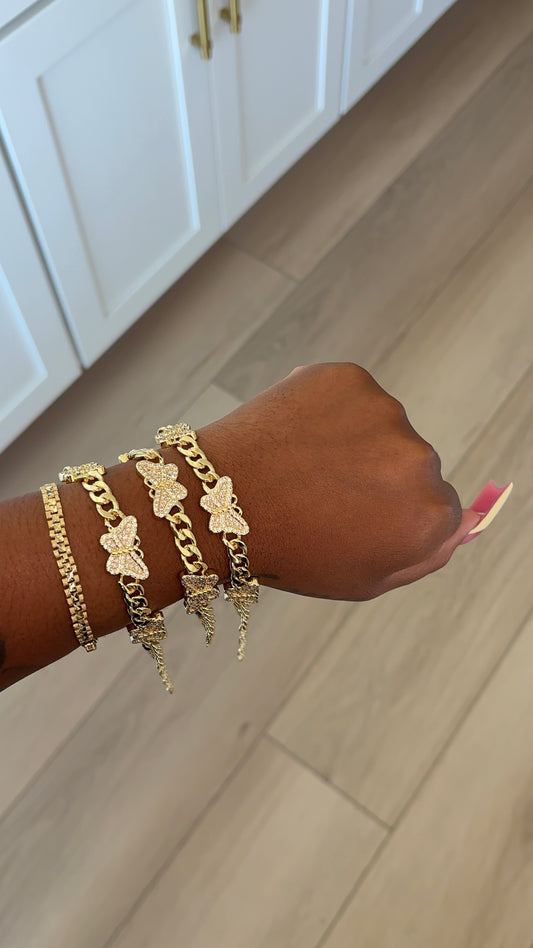 Pink Butterfly Link Bracelet