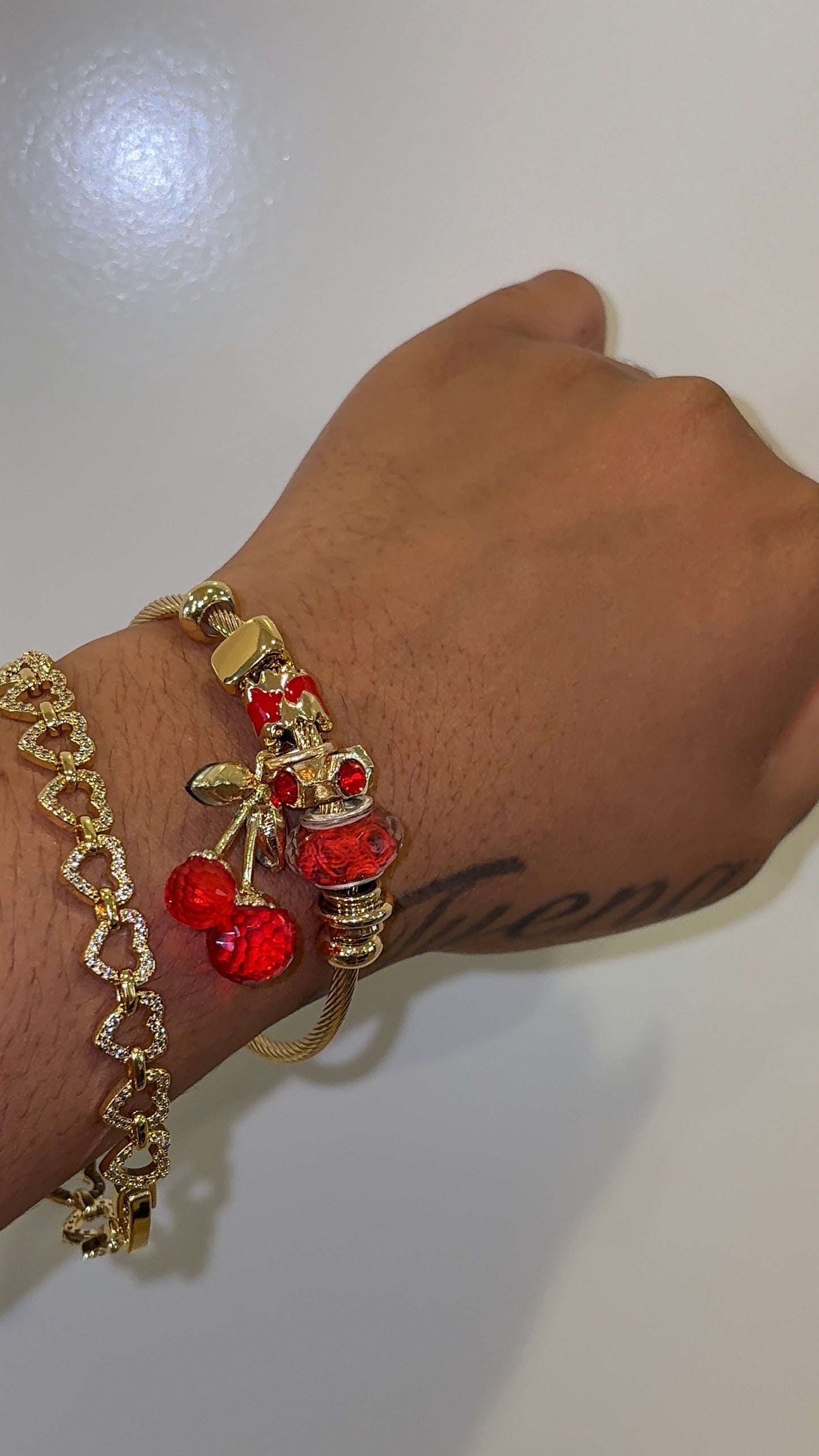 Red Cherry Charm Bracelet