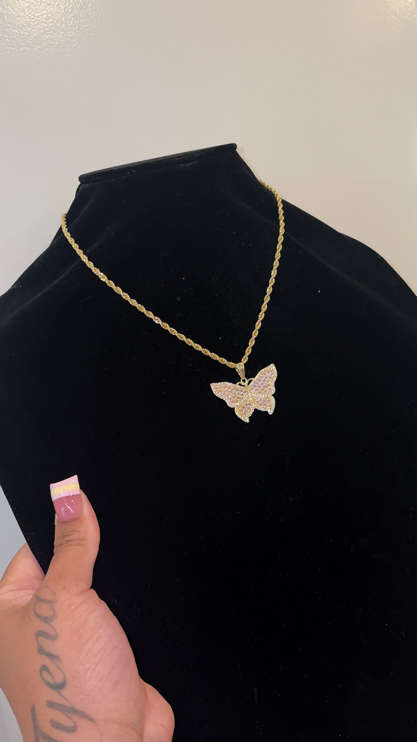 Pink Butterfly Necklace