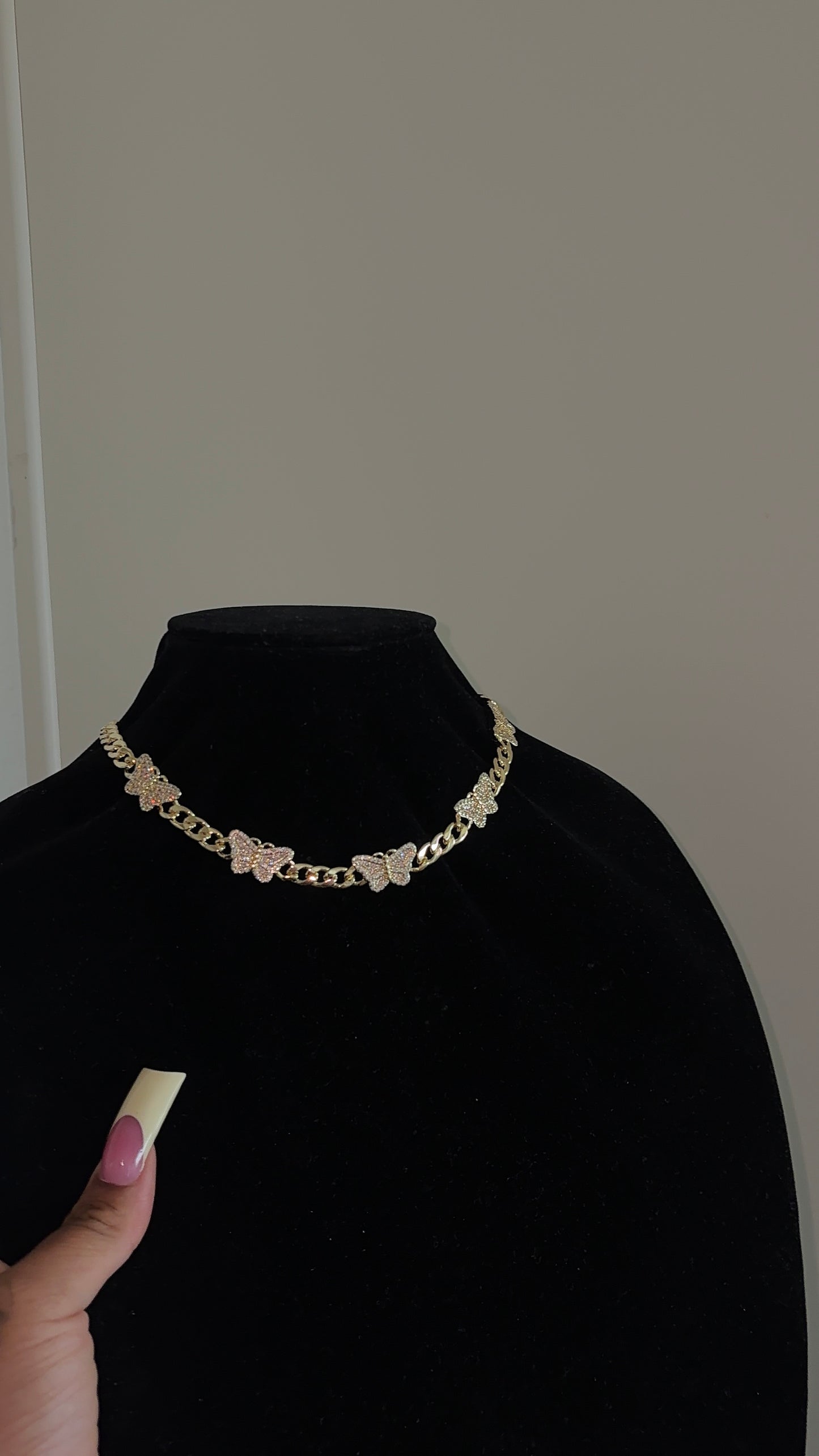 Pink Butterfly link Necklace