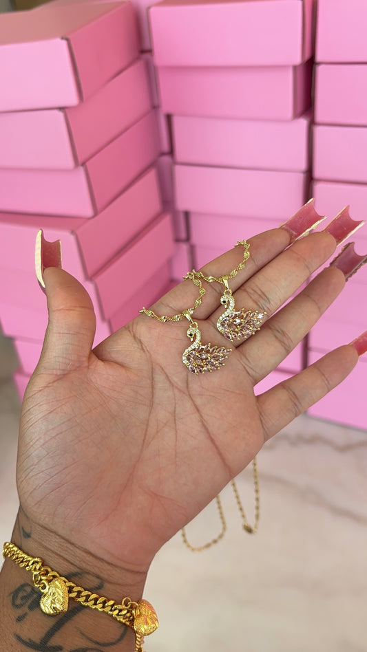 Pink Swan Necklace