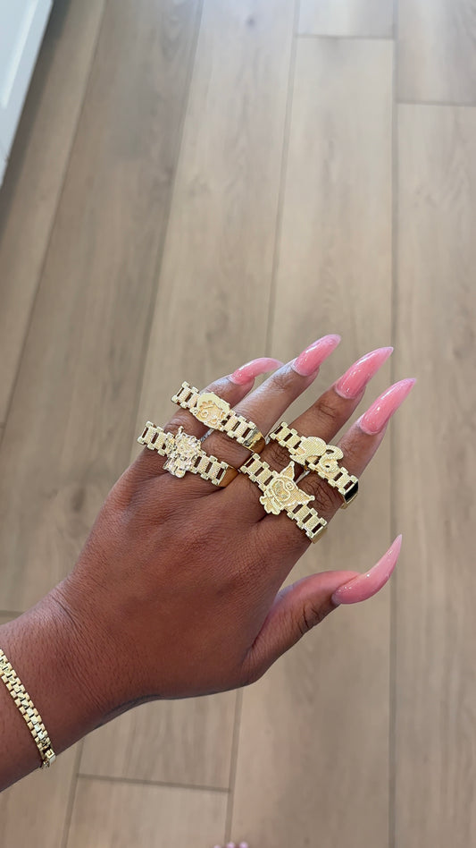 character double finger ring