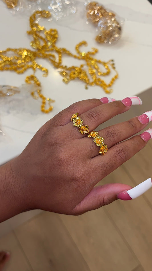 24K flower band ring (adjustable)