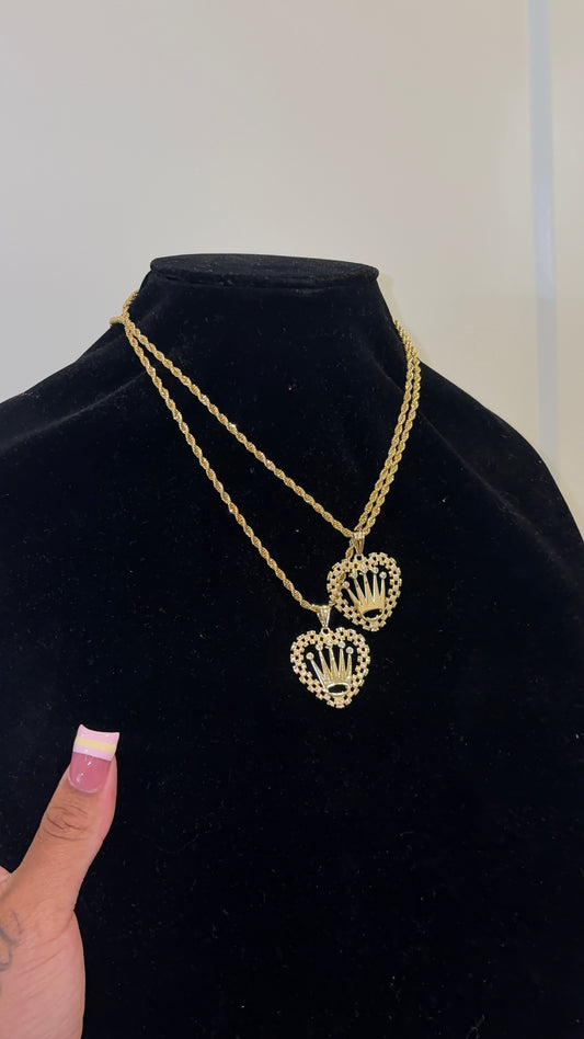 Rolex Crown Heart Necklace