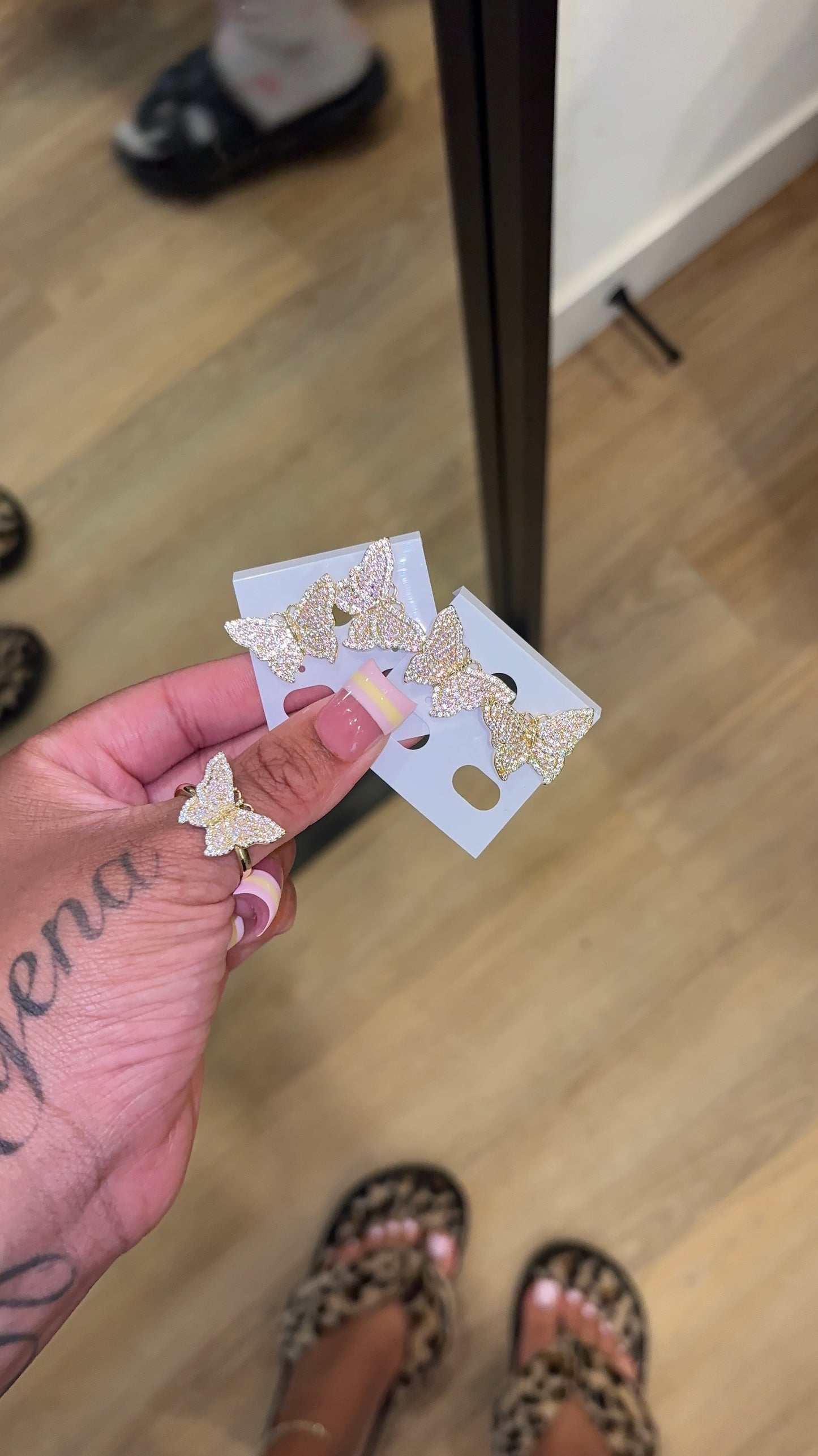 Pink Butterfly Studs
